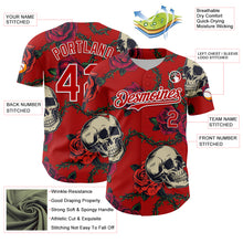 Laden Sie das Bild in den Galerie-Viewer, Custom Red White 3D Mexican Festival Skull And Flower Cinco de Mayo Authentic Baseball Jersey