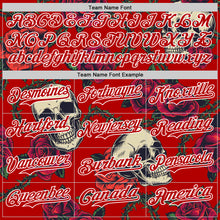 Laden Sie das Bild in den Galerie-Viewer, Custom Red White 3D Mexican Festival Skull And Flower Cinco de Mayo Authentic Baseball Jersey