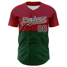 Load image into Gallery viewer, Custom Cardinal Black-Kelly Green 3D Mexico Authentic Baseball Jersey