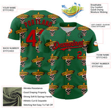 Загрузить изображение в средство просмотра галереи, Custom Kelly Green Red-Black 3D Mexican Festival Skull With Sombrero Cinco de Mayo Authentic Baseball Jersey