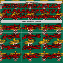 Загрузить изображение в средство просмотра галереи, Custom Kelly Green Red-Black 3D Mexican Festival Skull With Sombrero Cinco de Mayo Authentic Baseball Jersey