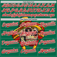 Загрузить изображение в средство просмотра галереи, Custom Kelly Green Red-White 3D Mexican Festival Skull With Sombrero Cinco de Mayo Authentic Baseball Jersey