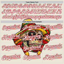 Laden Sie das Bild in den Galerie-Viewer, Custom Cream White-Red 3D Mexican Festival Skull With Sombrero Cinco de Mayo Authentic Baseball Jersey