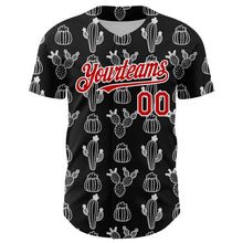 Laden Sie das Bild in den Galerie-Viewer, Custom Black Red-White 3D Mexican Cactus Authentic Baseball Jersey