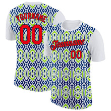Laden Sie das Bild in den Galerie-Viewer, Custom White Fire Red US Navy Blue Aurora Green-Black 3D Esports Performance T-Shirt