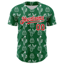 Charger l'image dans la galerie, Custom Kelly Green Red-White 3D Mexican Cactus Authentic Baseball Jersey