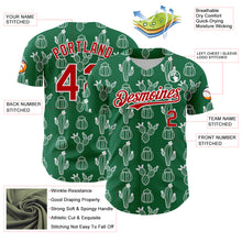 Charger l'image dans la galerie, Custom Kelly Green Red-White 3D Mexican Cactus Authentic Baseball Jersey