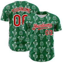 Charger l'image dans la galerie, Custom Kelly Green Red-White 3D Mexican Cactus Authentic Baseball Jersey