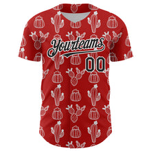 Laden Sie das Bild in den Galerie-Viewer, Custom Red Black-White 3D Mexican Cactus Authentic Baseball Jersey