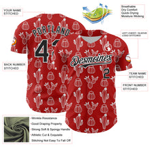 Laden Sie das Bild in den Galerie-Viewer, Custom Red Black-White 3D Mexican Cactus Authentic Baseball Jersey