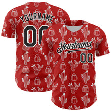 Laden Sie das Bild in den Galerie-Viewer, Custom Red Black-White 3D Mexican Cactus Authentic Baseball Jersey