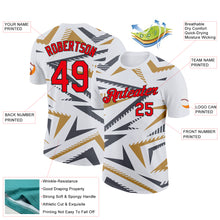 Laden Sie das Bild in den Galerie-Viewer, Custom White Fire Red Steel Gray Old Gold-Black 3D Esports Performance T-Shirt