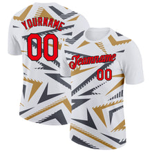 Laden Sie das Bild in den Galerie-Viewer, Custom White Fire Red Steel Gray Old Gold-Black 3D Esports Performance T-Shirt