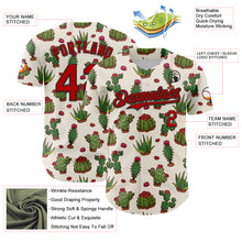Laden Sie das Bild in den Galerie-Viewer, Custom Cream Red-Black 3D Mexican Cactus Authentic Baseball Jersey