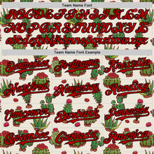 Laden Sie das Bild in den Galerie-Viewer, Custom Cream Red-Black 3D Mexican Cactus Authentic Baseball Jersey