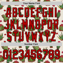 Laden Sie das Bild in den Galerie-Viewer, Custom Cream Red-Black 3D Mexican Cactus Authentic Baseball Jersey