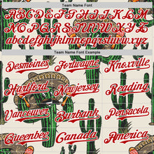 Laden Sie das Bild in den Galerie-Viewer, Custom Cream Red-White 3D Mexican Cactus Authentic Baseball Jersey