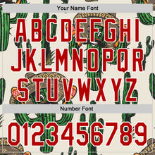 Laden Sie das Bild in den Galerie-Viewer, Custom Cream Red-White 3D Mexican Cactus Authentic Baseball Jersey