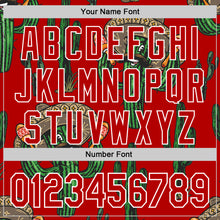 Load image into Gallery viewer, Custom Red White 3D Mexican Cactus Authentic Baseball Jersey