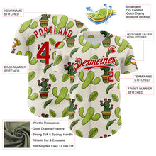Laden Sie das Bild in den Galerie-Viewer, Custom Cream Red-White 3D Mexican Cactus Authentic Baseball Jersey