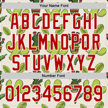 Laden Sie das Bild in den Galerie-Viewer, Custom Cream Red-White 3D Mexican Cactus Authentic Baseball Jersey