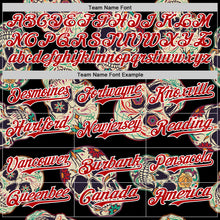 Laden Sie das Bild in den Galerie-Viewer, Custom Black Red-White 3D Mexican Skull Authentic Baseball Jersey