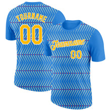 Charger l'image dans la galerie, Custom Powder Blue Gold Cream Red-White 3D Esports Performance T-Shirt
