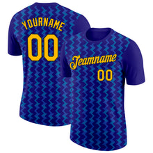 Загрузить изображение в средство просмотра галереи, Custom Dark Purple Gold Blue-Black 3D Esports Performance T-Shirt