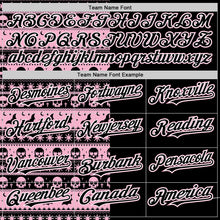 Laden Sie das Bild in den Galerie-Viewer, Custom Black Light Pink-White 3D Gothic Skull Authentic Baseball Jersey