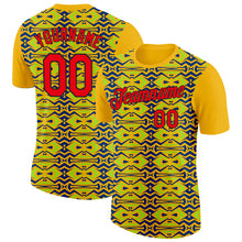 Laden Sie das Bild in den Galerie-Viewer, Custom Gold Fire Red US Navy Blue Aurora Green-Black 3D Esports Performance T-Shirt