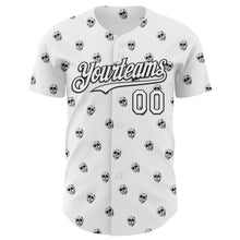 Laden Sie das Bild in den Galerie-Viewer, Custom White Black 3D Skull Authentic Baseball Jersey