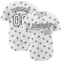 Laden Sie das Bild in den Galerie-Viewer, Custom White Black 3D Skull Authentic Baseball Jersey
