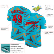 Laden Sie das Bild in den Galerie-Viewer, Custom Lakes Blue Fire Red Steel Gray Old Gold-Black 3D Esports Performance T-Shirt