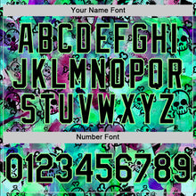 Laden Sie das Bild in den Galerie-Viewer, Custom Pea Green Black 3D Graffiti Skull Authentic Baseball Jersey