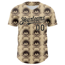 Laden Sie das Bild in den Galerie-Viewer, Custom City Cream Black 3D Skull Authentic Baseball Jersey