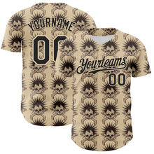 Laden Sie das Bild in den Galerie-Viewer, Custom City Cream Black 3D Skull Authentic Baseball Jersey