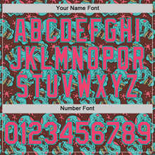 Laden Sie das Bild in den Galerie-Viewer, Custom Brown Neon Pink-Aqua 3D Zombie Skull Authentic Baseball Jersey