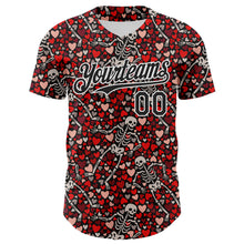 Laden Sie das Bild in den Galerie-Viewer, Custom Black White 3D Skeleton And Heart Authentic Baseball Jersey