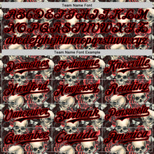 Laden Sie das Bild in den Galerie-Viewer, Custom Black Red 3D Skeleton And Flower Authentic Baseball Jersey