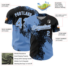 Load image into Gallery viewer, Custom Light Blue Black-White 3D Pattern Design Abstract Brush Stroke Authentic Baseball Jersey