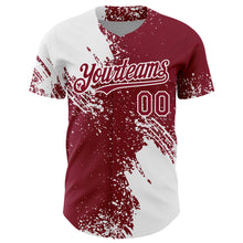 Load image into Gallery viewer, Custom White Crimson 3D Pattern Design Abstract Brush Stroke Authentic Baseball Jersey