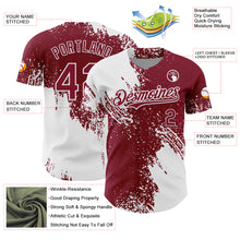 Load image into Gallery viewer, Custom White Crimson 3D Pattern Design Abstract Brush Stroke Authentic Baseball Jersey