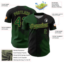Load image into Gallery viewer, Custom Green Black-Old Gold 3D Pattern Design Abstract Brush Stroke Authentic Baseball Jersey
