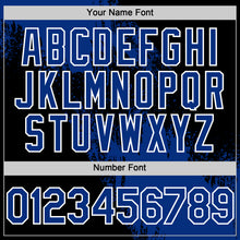 Загрузить изображение в средство просмотра галереи, Custom Royal Black-White 3D Pattern Design Abstract Brush Stroke Authentic Baseball Jersey