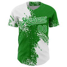 Load image into Gallery viewer, Custom White Grass Green 3D Pattern Design Abstract Brush Stroke Authentic Baseball Jersey