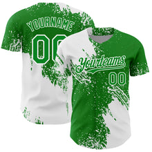Load image into Gallery viewer, Custom White Grass Green 3D Pattern Design Abstract Brush Stroke Authentic Baseball Jersey