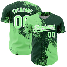Load image into Gallery viewer, Custom Pea Green Green-White 3D Pattern Design Abstract Brush Stroke Authentic Baseball Jersey