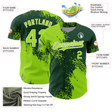 Charger l'image dans la galerie, Custom Neon Green Green-White 3D Pattern Design Abstract Brush Stroke Authentic Baseball Jersey