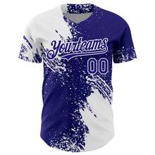 Load image into Gallery viewer, Custom White Dark Purple 3D Pattern Design Abstract Brush Stroke Authentic Baseball Jersey