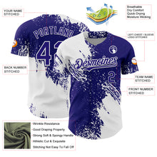 Load image into Gallery viewer, Custom White Dark Purple 3D Pattern Design Abstract Brush Stroke Authentic Baseball Jersey